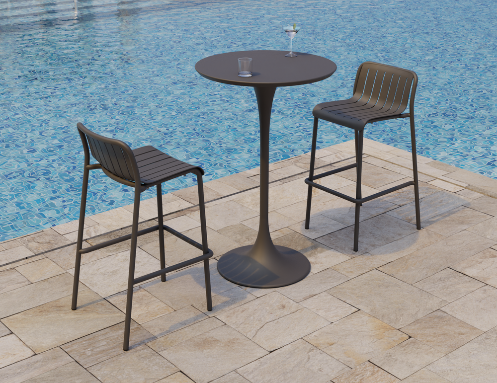 Lifestyle: Roku Outdoor Bar Stool with bar table