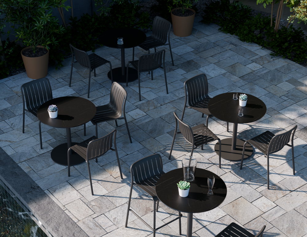 Lifestyle: Roku Solara High Bar Table round setting