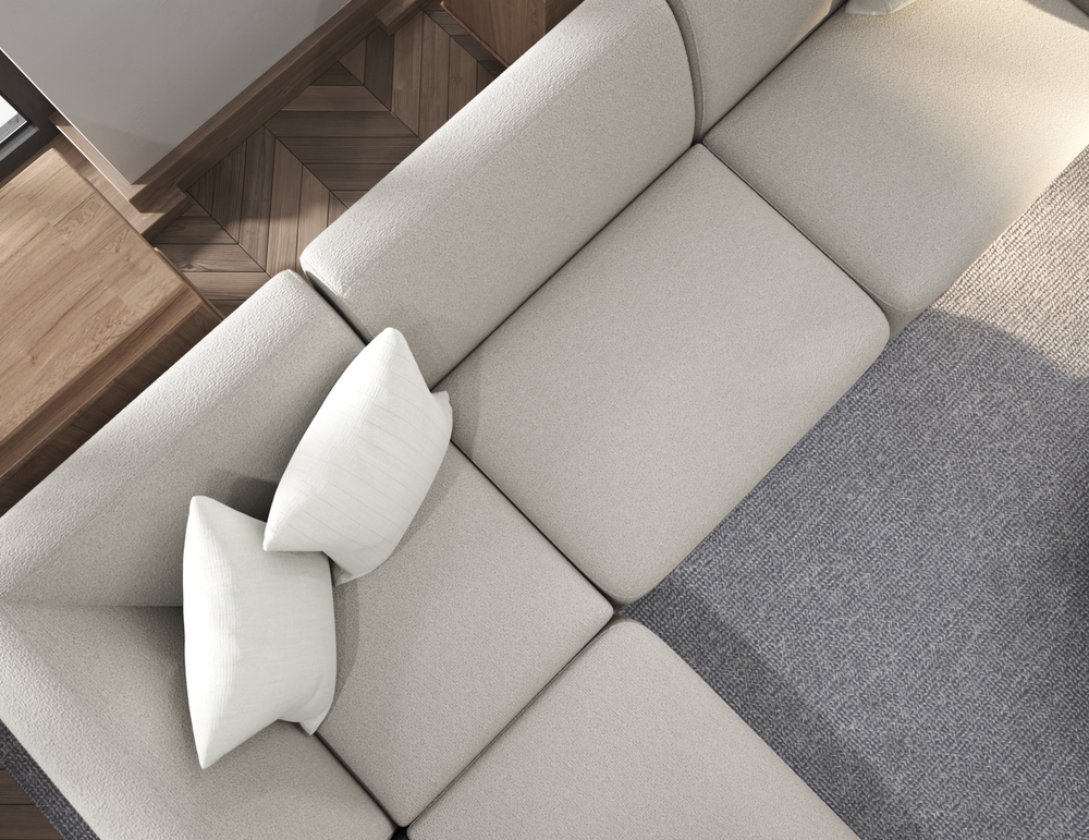 Lifestyle: Atticus modular sofa, Oyster Grey detail