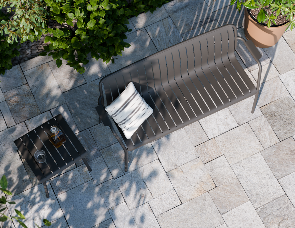 Lifestyle: Roku Outdoor Garden Bench in garden setting