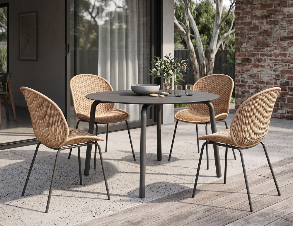 Lifestyle: Roku Round Dining Table 120cm 4-seater setting