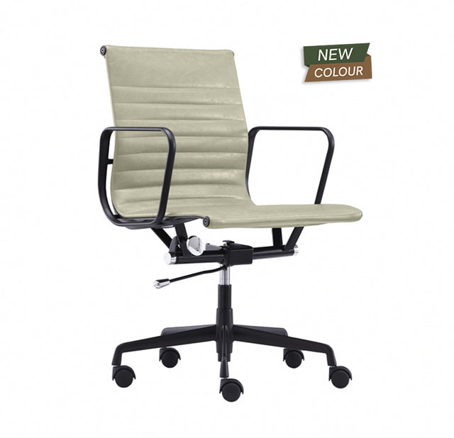 Bravi Medium Back Boardroom Chair in Light Bone Swirl PU