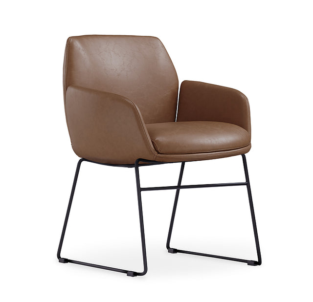 Calypso Sled, black base, Mahogany PU seat, front angle
