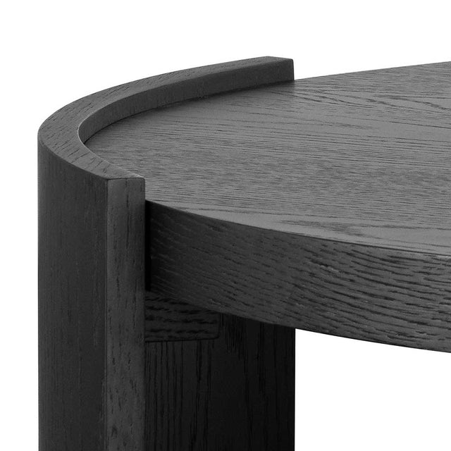 100cm Wooden Round Coffee Table - Black
