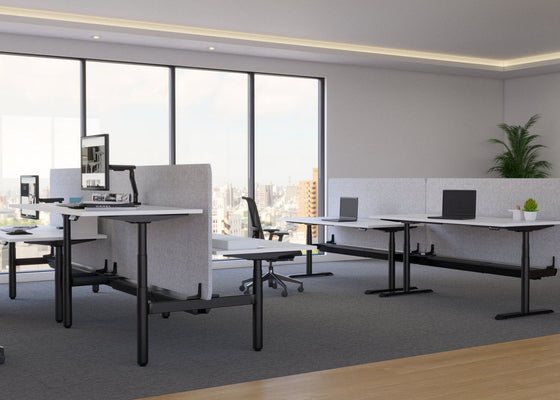 Back-to-Back Electric Sit-Stand Workstation (Round Leg)