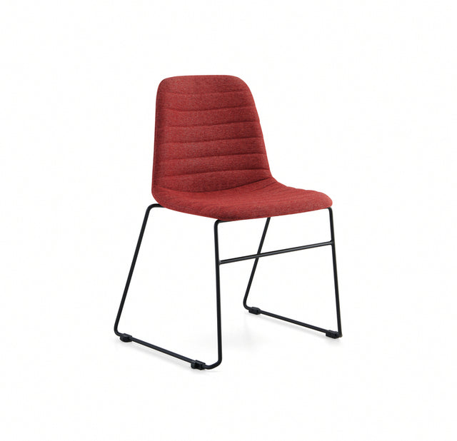 LAYLA Sled, Sangria full upholstery, black base, front angle