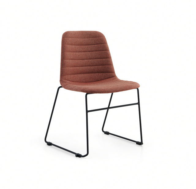 LAYLA Sled, Terracotta full upholstery, black base, front angle