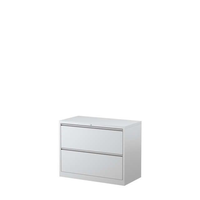 Lateral Filing Cabinet - White Satin (2 Drawer)