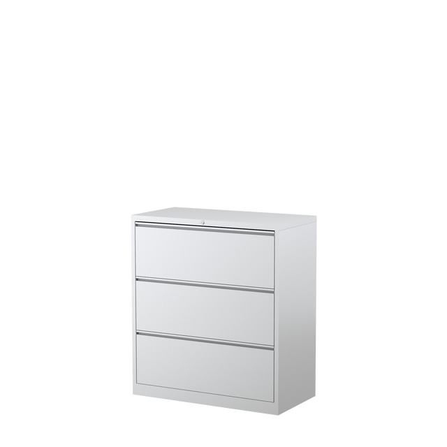 Lateral Filing Cabinet - White Satin (3 Drawer)