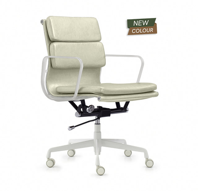 Plow Boardroom Chair in Light Bone Swirl PU / White