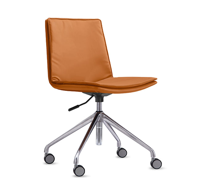 Real 4 Star, Polished base, Tan PU seat, front angle
