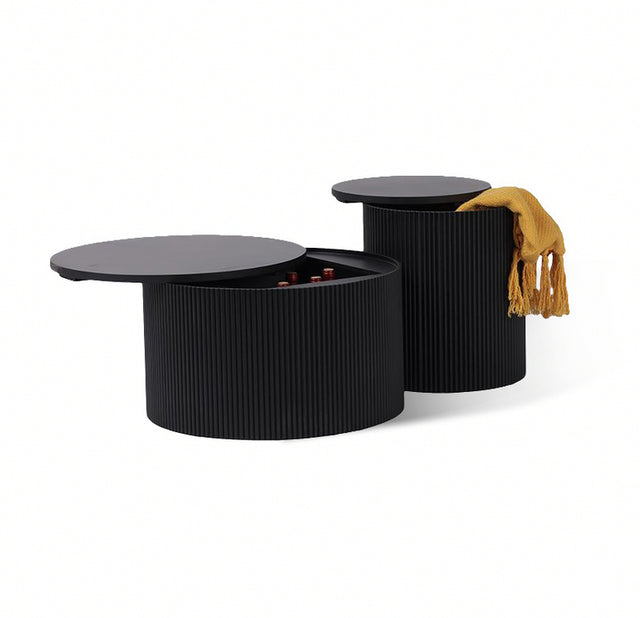 Ripple Side Table Round black open