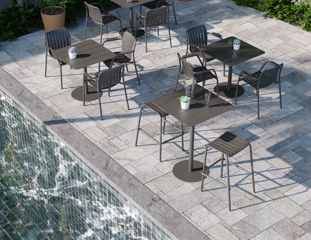Lifestyle: Roku Outdoor Backless Bar Stool in situ