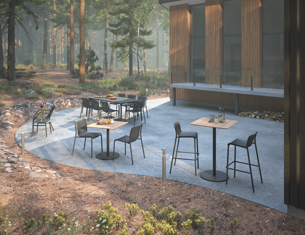 Lifestyle: Roku Outdoor Bar Stool alfresco scene