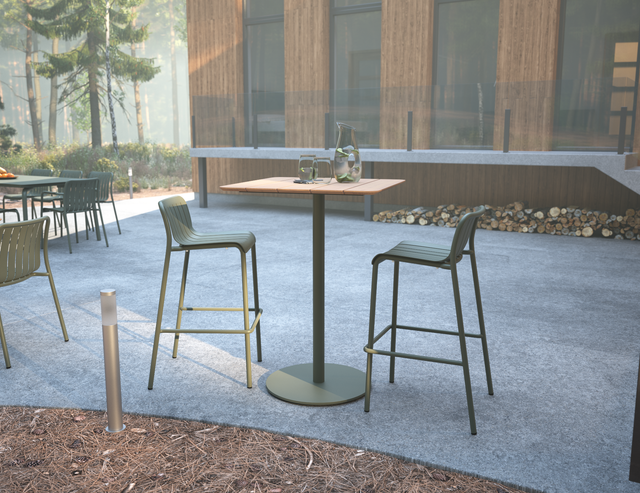 Roku Teak Bar Table Green - setting