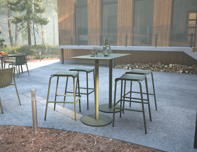 Roku Rectangle High Bar Table - setting