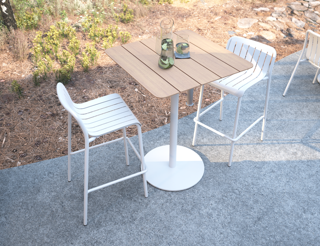 Roku Teak Bar Table White - setting