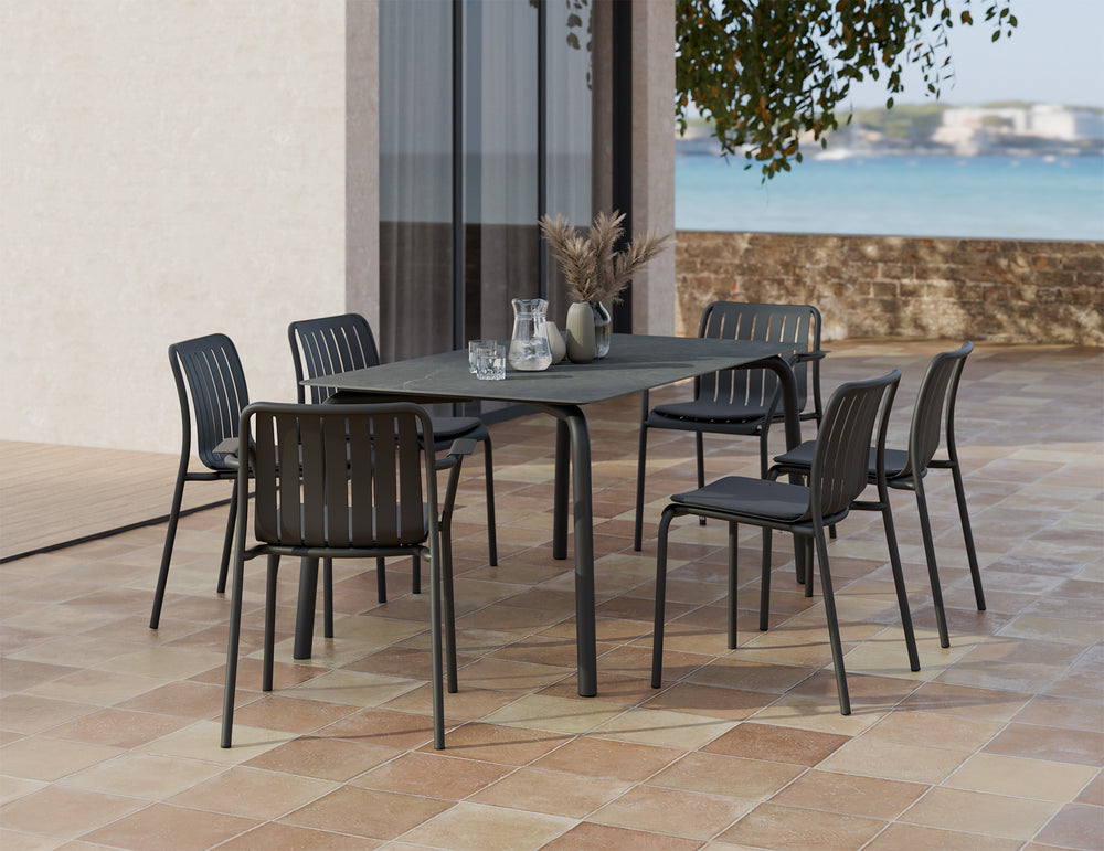 Lifestyle: Roku Outdoor Ceramic Dining Table residential setting