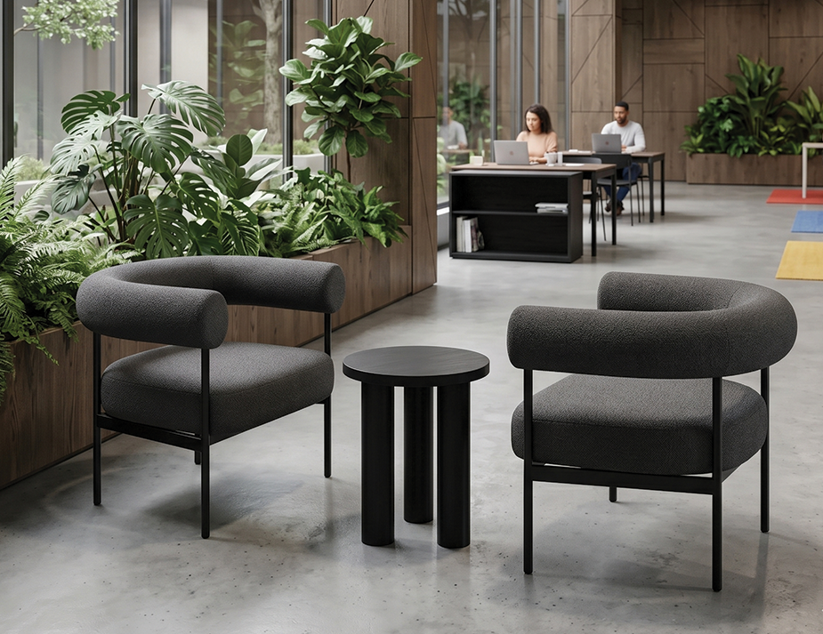 Lifestyle: Marlowe in Stone Grey with black legs
