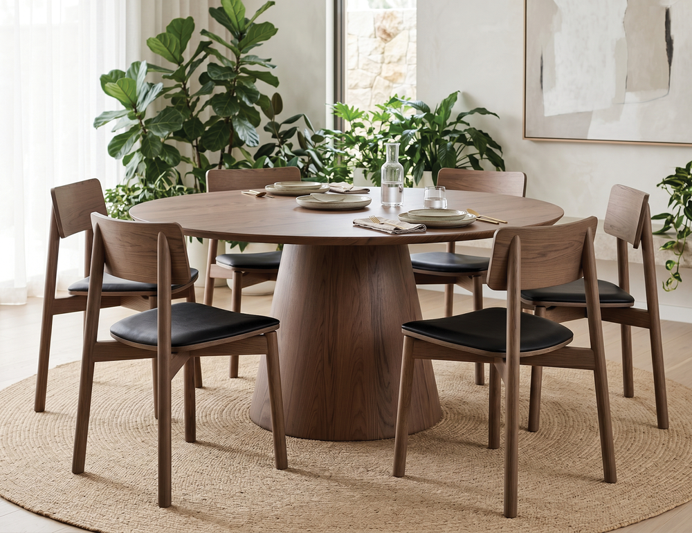 Lifestyle: Andi chairs around a large round walnut table