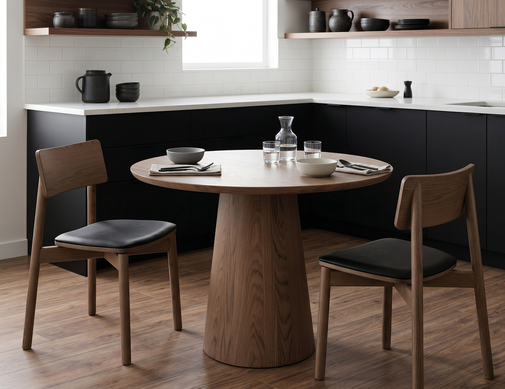 Lifestyle: Andi chairs, small round walnut setting