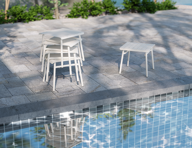 Roku Outdoor Low Stool — stacking detail